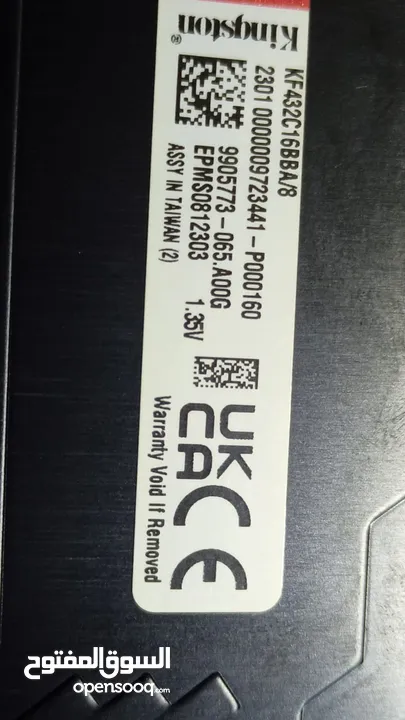 رام مستعملة  Kingston FURY Beast 8G DDR4 RGB 3200hz used