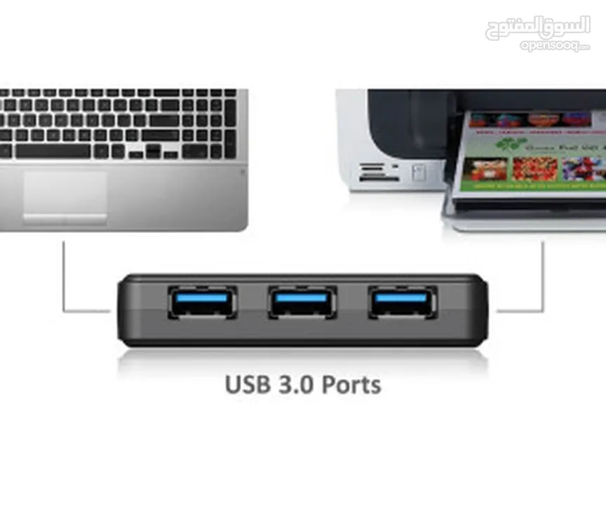 موزع  USB HUB عالي السرعة 3.1 و 4 مداخل Transcend HUB 2 Type-A 4 Port USB HUB SuperSpeed 3.0