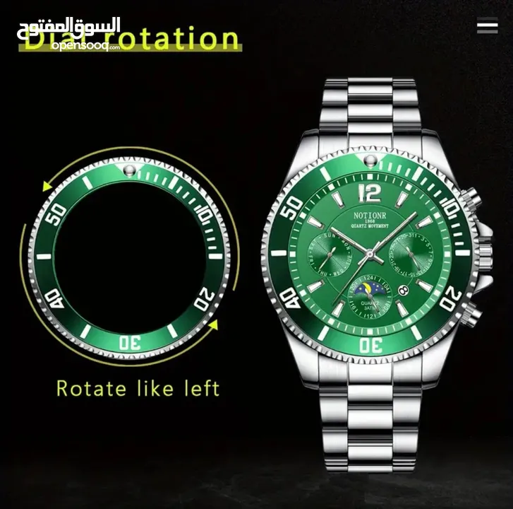 NOTIONR Men's Watch, Stainless Steel Watches, Fashion Calendar Luminous Quartz Watch