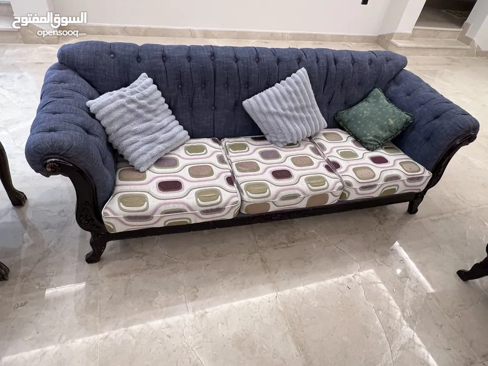 طقم كنب خشب زان 100٪؜ .. لون اسود .. جودة عالية ..