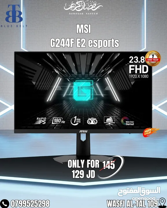 MSI ESPORTS24INCH MONITOR 24 شاشة ام اسي اي جديدة مكفولة سنة مخصصة للالعاب التنافسية
