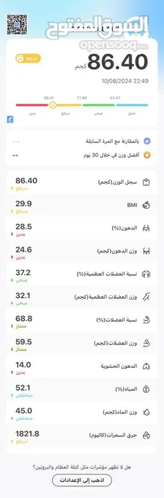 ميزان الكتروني مع بيانات طبية متميزة