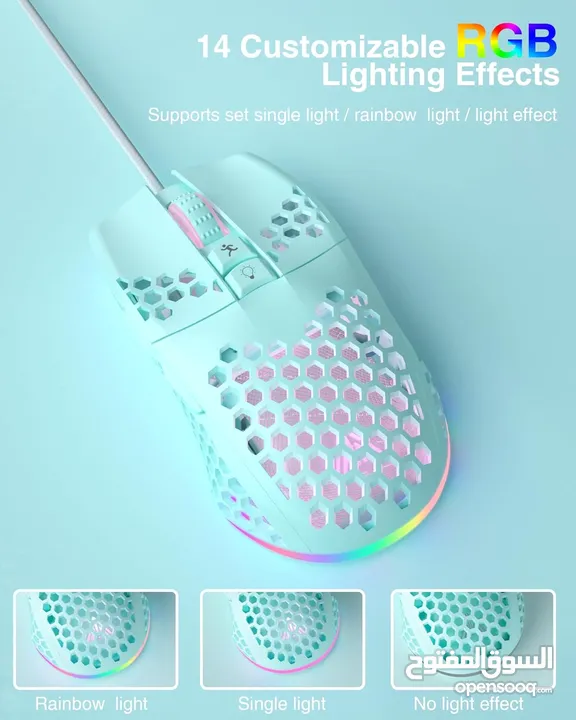 SOLAKAKA SM900 Wired Gaming Mouse with Honeycomb Shell USB ماوس سلكي للالعاب بألوان مختلفة