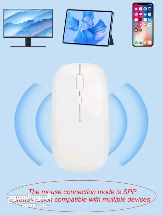 ماوس لاسلكي مبسط صامت متوافق مع iPad‏ وهاتف وPC