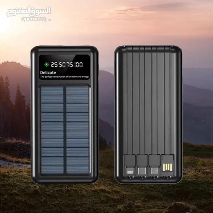 شاحن بور بانك شمسي و كهرباء بطاريه 20000 مللي امبير شحن تلفون خلوي طاقه شمسيه اضائه power Bank
