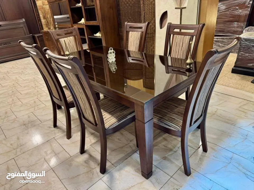 غرفة فة سفره 6 كراسي خشب بلوط وتك