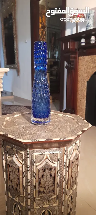 فازة Royal blue  فخمة جدا من فقاعات الكرستال فرنسيه شغل يدوي قديمه ازرق ملوكي فخمة جدا