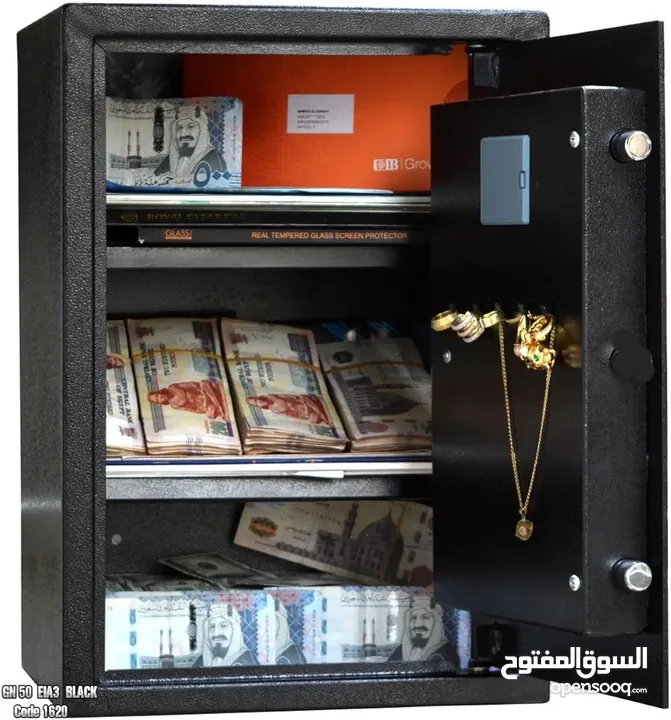 خزنات مكاتب نقود افضل خزانات حجم كبير ارتفاع نص متر وزن 18 كيلو ارتفاع 50سم  عرض 38 سم عمق 35 سم .