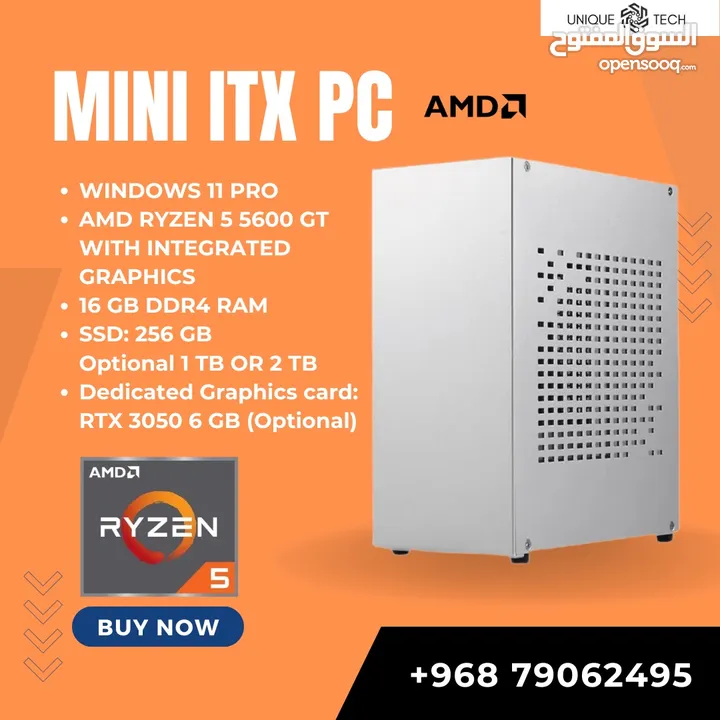 Mini Gaming PC ITX AMD Ryzen 5 5600GT 16 GB Ram 256 GB SSD RTX 3050