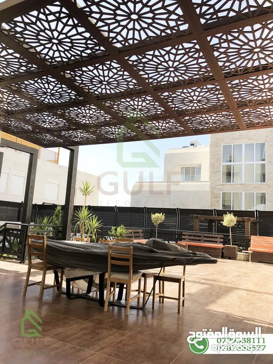 مظلات ابواب درابزين سيكوريت ماتورات حدائق تصميم بيرجولا غرف مغلقة المنيوم خشابي pergola خشب حديد