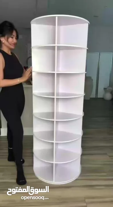 خزانة الاحذية الدوارة الترند مساحة تخزين واسعة ومتعددة الاستخدامات، مثالية لترتيب الأحذية  الحقائب