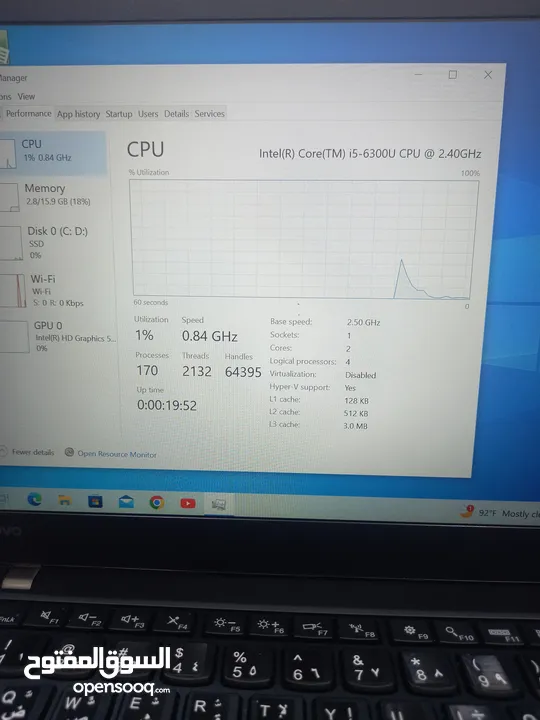 الشاشة لمس .كور اي 5. الجيل 6 الهارد 256. ssd الرام 8