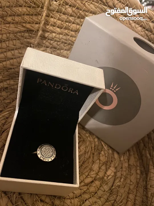 SIZE 52 PANDORA Jewelry Logo Cubic Zirconia Ring in Sterling Silver 925