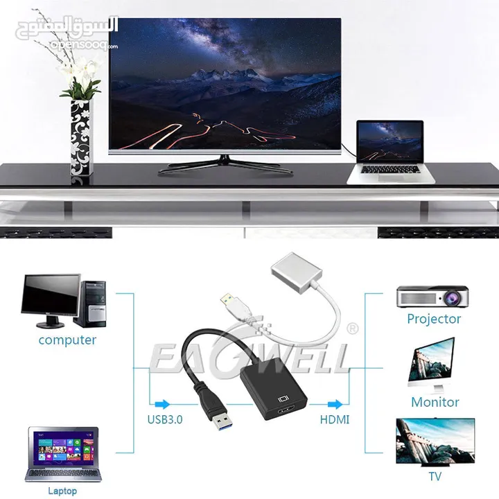 USB 3.0 TO HDMI AUDIO VIDEO ADAPTER CONVERTER CABLE @ 10 JD
