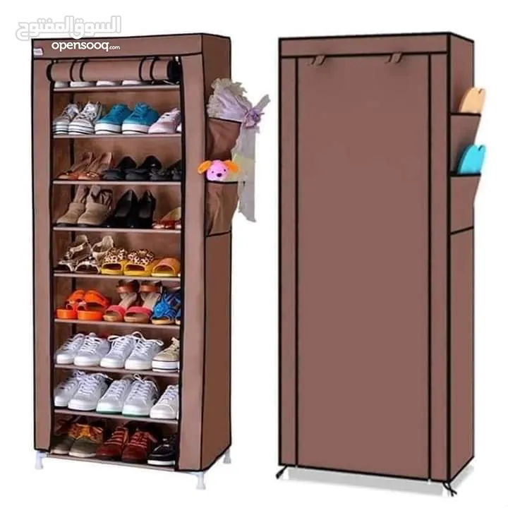 خزانة أحذية بسيطة مكونة من 9 طبقات من هيكل معدني مقاس 160 × 60 × 30 سم قابله للطي