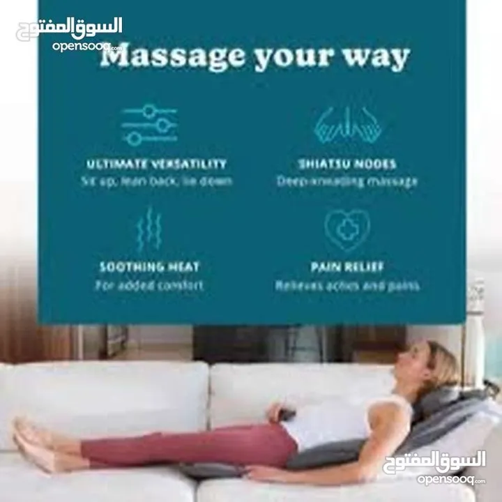 Total Recline Shiatsu Massage Cushion كرسي مساج متعدد الوضعيات، صناعة أمريكية.