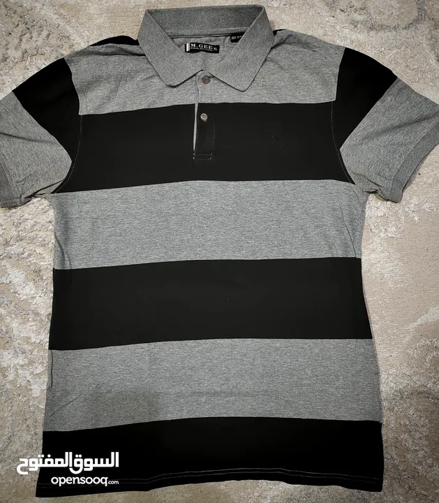 Polo Shirt - Slim Fit XL (Black & Grey Stripes)