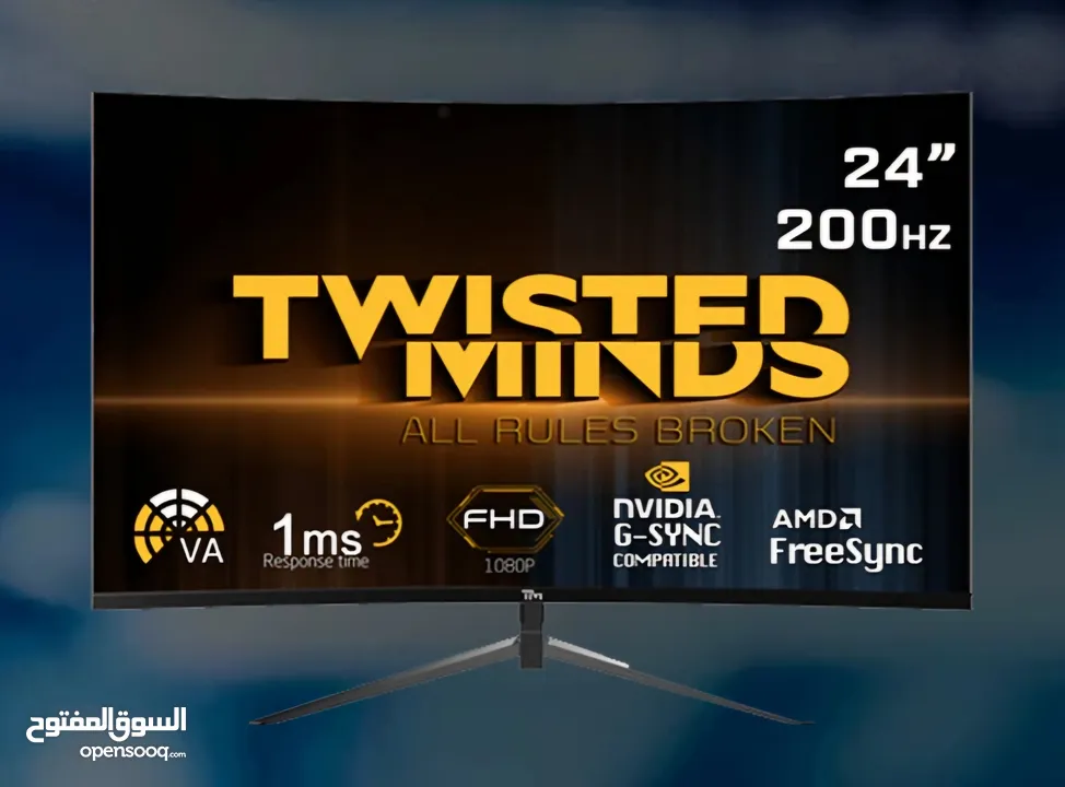 Twisted Minds 23.8. FHD 200HZ, curved, VA, 1MS, HDMI 2.0 Gaming Monitor TM24RFA-200HZ