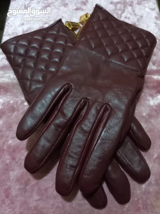 قفازات gloves جلد براند مسيمودوتي جديد دولتشي وشانيل وشواروفسكي وجيس