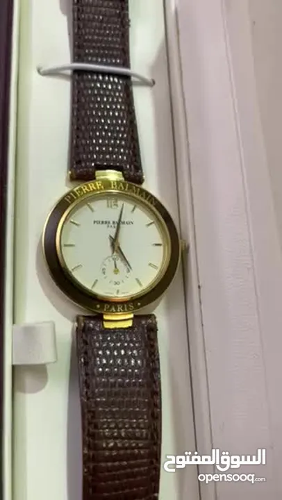 ساعة بيير بالمين تصميم دار الازياء الفرنسية طلاء ذهب 18  جدا نضيفة  صناعة سويسري اصلي الزجاج زفي
