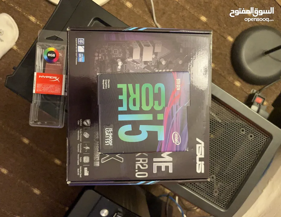 قطع كمبيوتر   CPU Core i5 9th Gen + Motherboard ASUS + HyperX Fury 8GB RGB x2