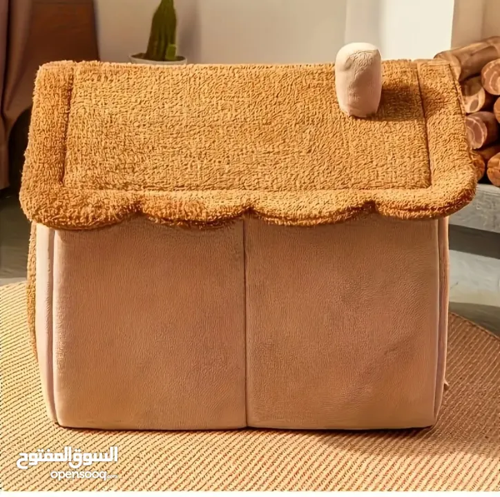 بيت قطط جميل وجديد وسرير للقطط والكلاب مريح ودافئ مناسب لجميع الفصول وممتاز لفصل الشتاء