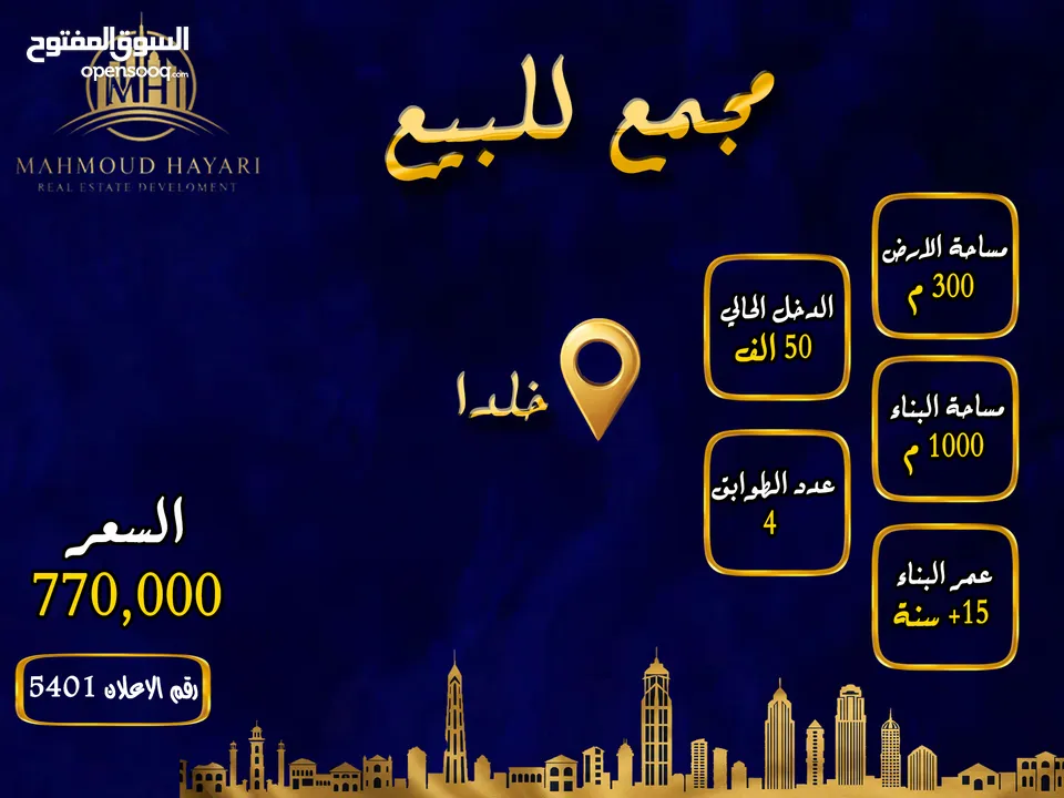 رقم الاعلان (5401) مجمع تجاري للبيع في خلدا قرب اشارات البنك العربي مؤجر بالكامل