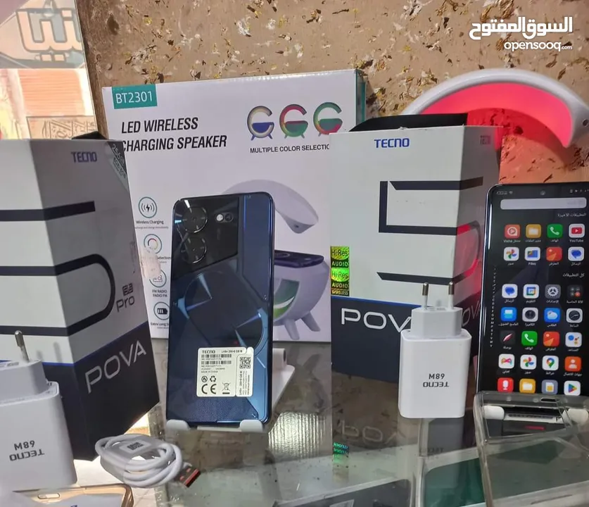 مستعمل اخو الجديد pova 5 pro 5G رام 16 جيجا 128 و 256  اغراضة والكرتونة الأصلية متوفر توصيل