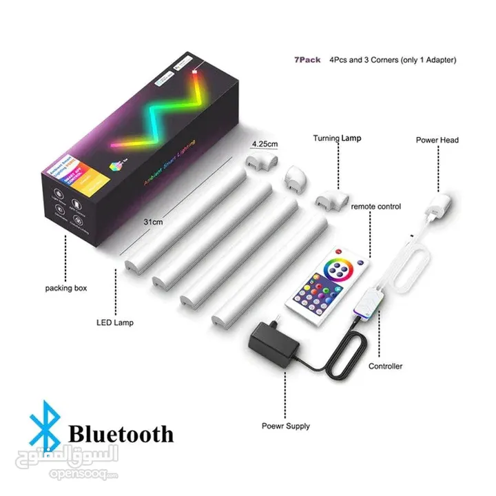 RGBIC LED مصباح حائط ذكي مزود بتقنية Bluetooth/Wi-Fi مع إمكانية التحكم في الموسيقى وتوقيت DIY ضوء لي