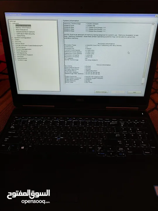 Dell precision 7520 .i7 G6 .NVIDIA  4G .ram16 .nvme m.2 512g