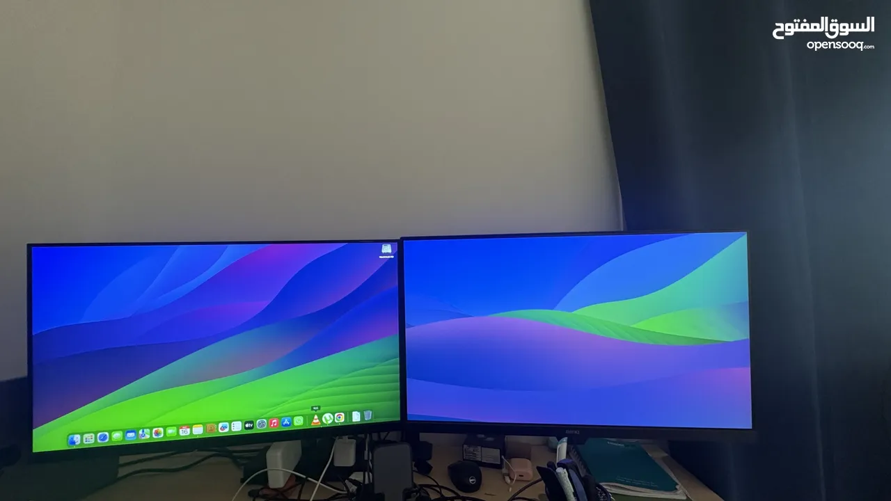 BenQ 27” + Samsung 27” Monitors with Dual Monitor Stand – Like New!