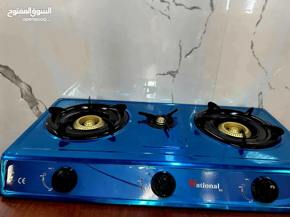 غاز 3 عيون ناشنوال x3 كفاله سنه. مصنوع من الستانلس القوي شعله نحاس وخام قوي