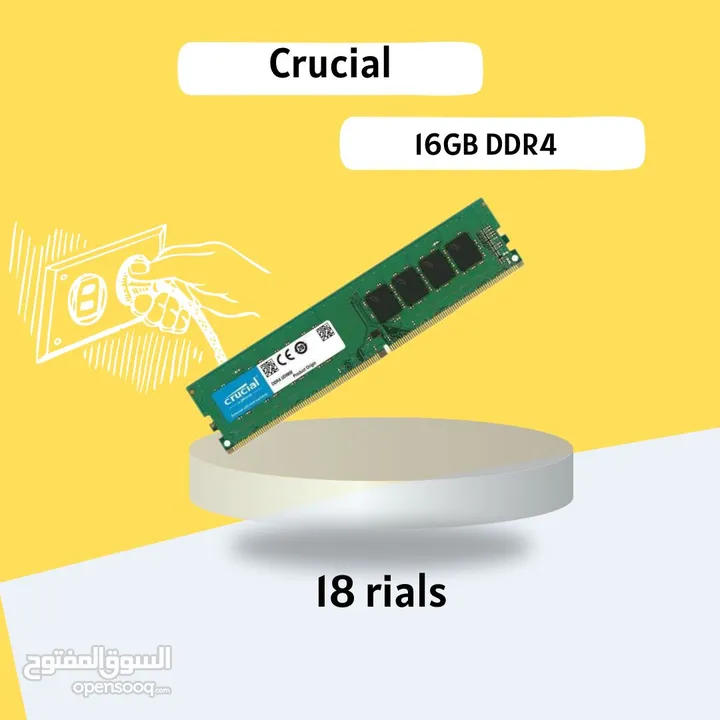 Crucial 16x1 DDR4 3200Mhz ضمان 9 شهور