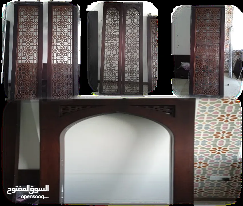 للبيع أغراض مطعم تراثى عمانى - كراسى و طاولات و ديكورات خشبية - أبواب زلاجية قابلة للطى