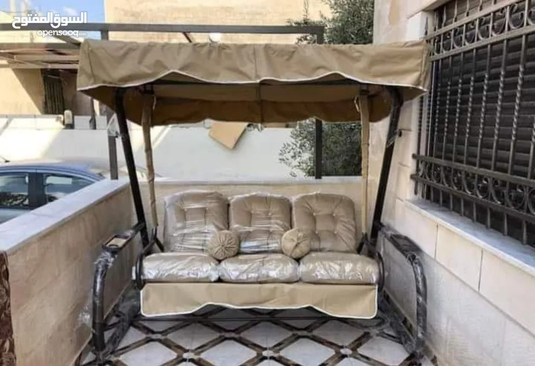 مراجيح ثلاثية وثنائية ورباعية واطقم رتان 5 و7 مقاعد واطقم كنب حديد قوية وعش البلبل حجم جامبو رائعة