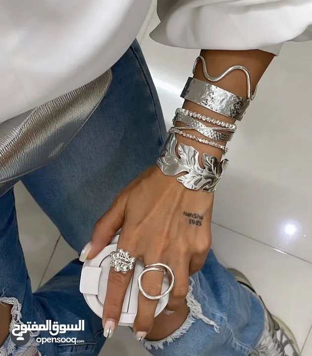 Silver plating bracelet and ring/سوار وخاتم مطلي بالفضة