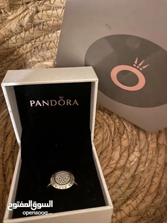 SIZE 52 PANDORA Jewelry Logo Cubic Zirconia Ring in Sterling Silver 925