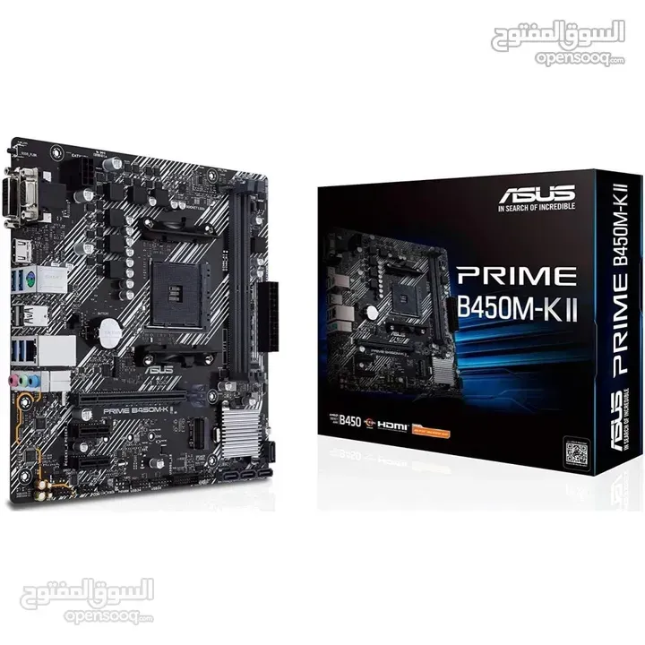 مذربورد ايسوس لمعالجات اي ام دي رايزن جيل 1000 - 5000 ASUS B450M-K II/DDR4 FOR AMD RYZEN CPU
