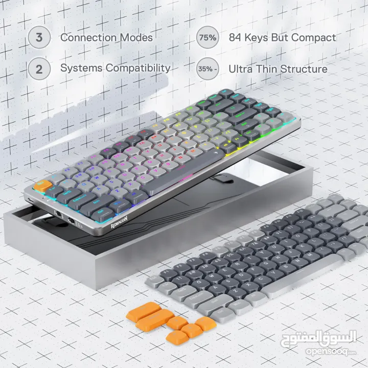 كيبورد ريدراجون احترافي بكل شيء AZURE K652 Wireless Mechanical Keyboard