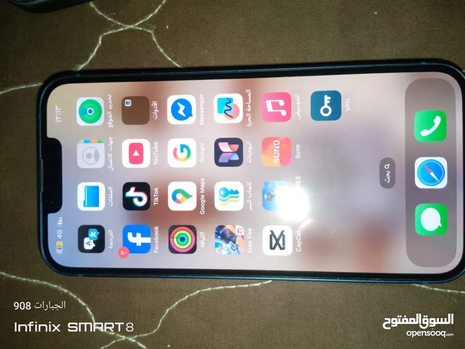 ايفون 13 وارد امريكي 128GB بطارية 83 الجهاز بالصلاه على النبي مش مفتوح ولا مصلح ابدا على الفحص