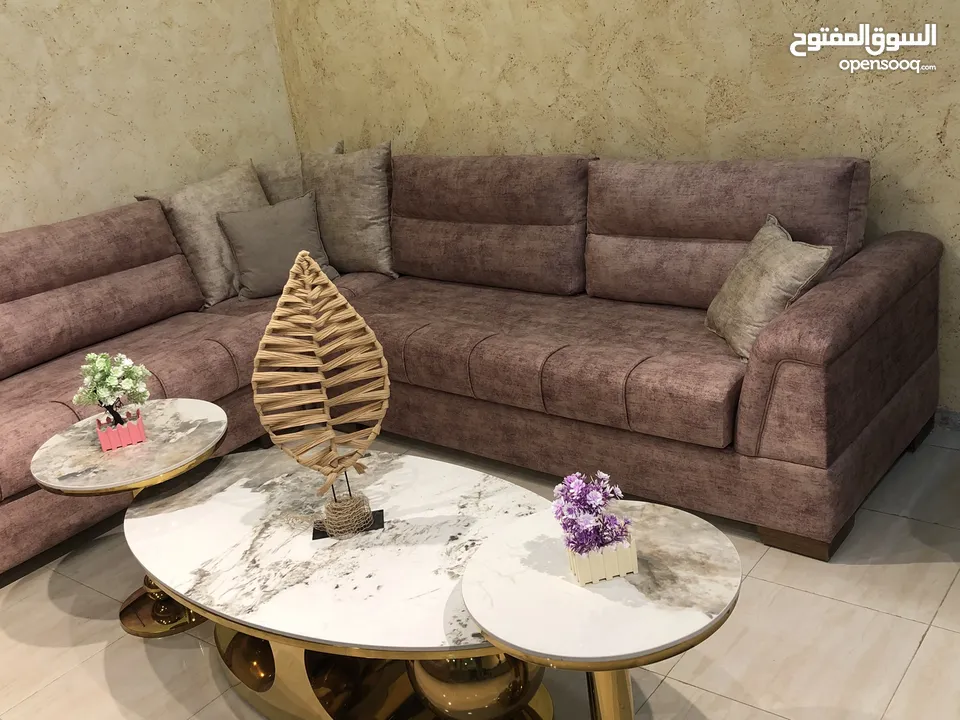 طقم كورنر كنب محلي صالون أمريكي مغلف كلاسيك كشاط اسود خشب سويدي مميز وبأقل سعر بالسوق