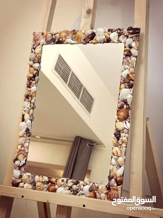 Wall Mirror with Shell Frame - Resin Coated. perfect for bedrooms & entryways.