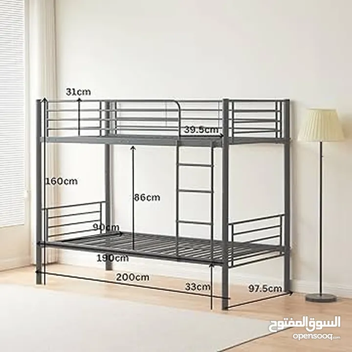 Bunk bed frame and mattresses