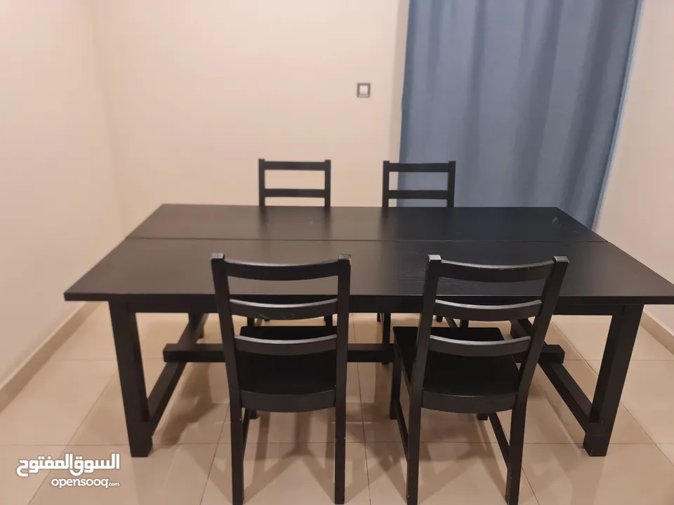 NORDVIKEN / NORDVIKEN Table and 4 chairs, Black/Black, 210/289x105 cm
