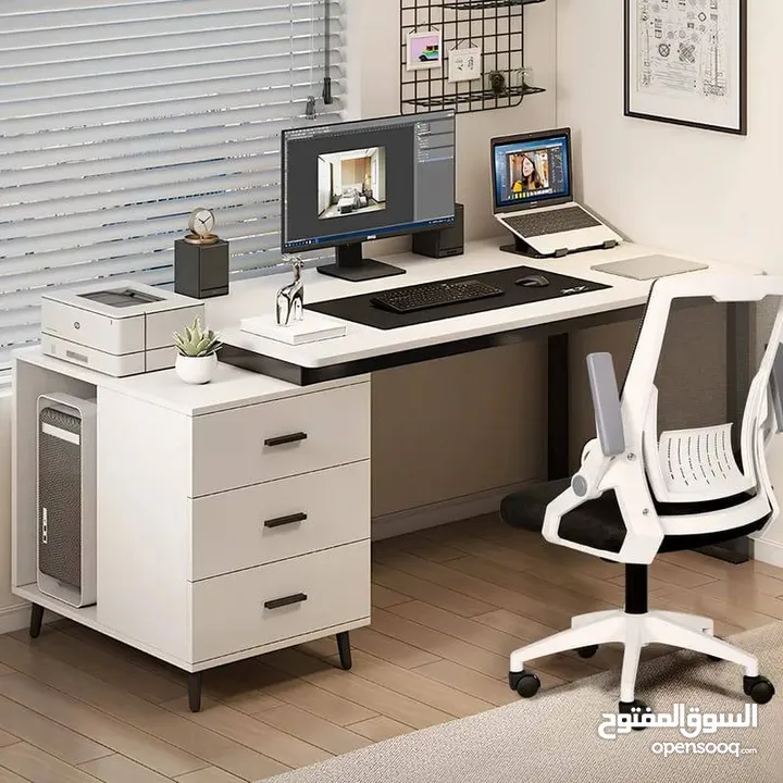 مكتب ابيض مع ادراج قابل للتمدد ha-32