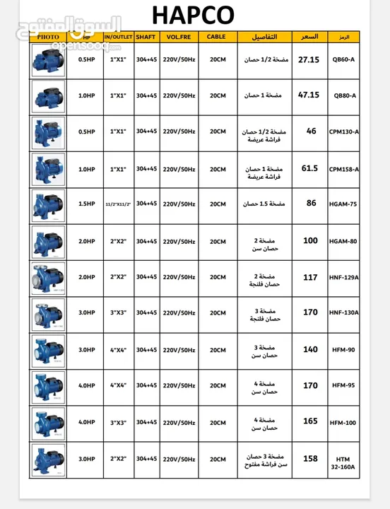مضخات مياه من 1 حصان ل 20 حصان مضخة ماء / ماتور ماء