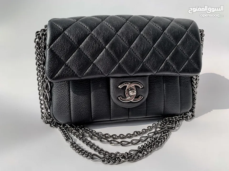 Chanel Black Quilted multi chain Flap Handbag