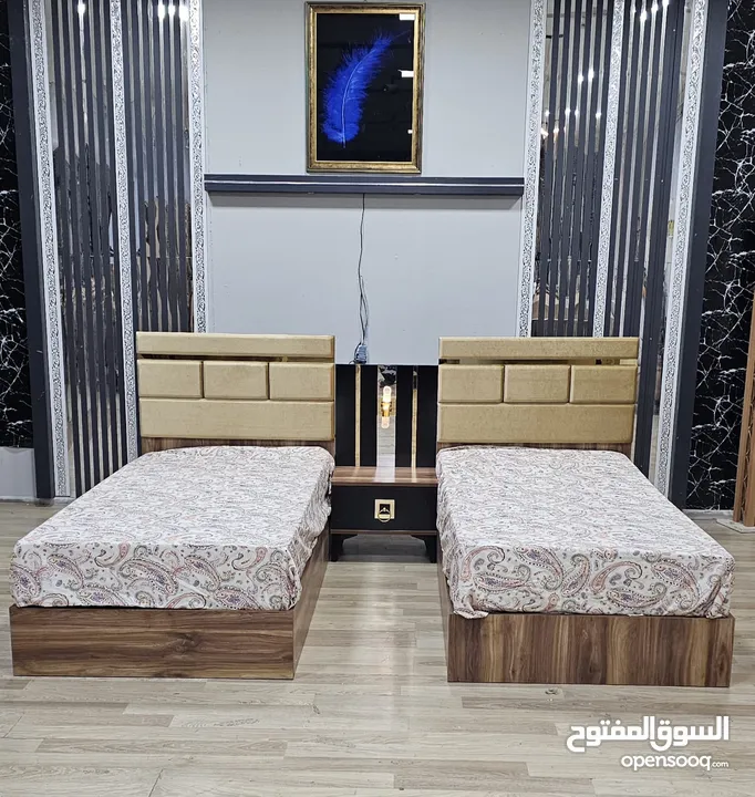 غرف نوم تركي 2 سرير 190 في 90 شامل التركيب والدوشق الطبي