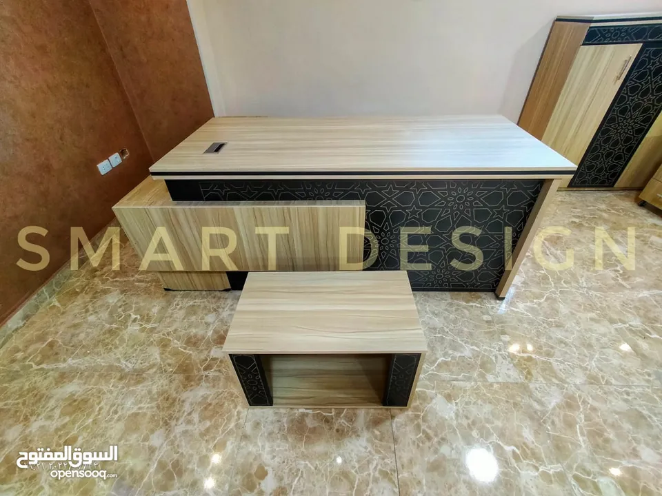 مكتب مدير مكتب مودرن +سايد جانبي + وحده ادارج خشب MDf اسباني office desk. office furniture