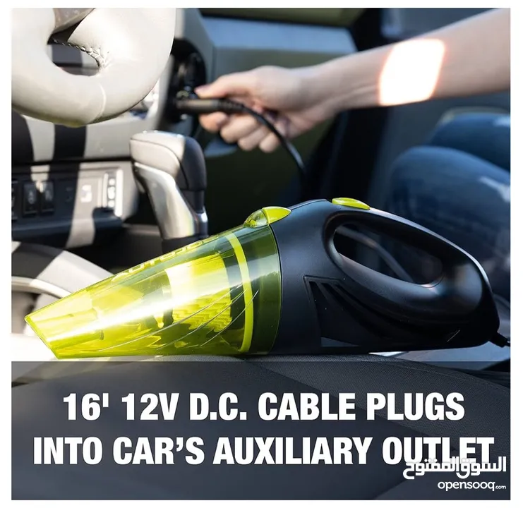 Auto Joe ATJ-V501 12-Volt Portable Car Vacuum Cleaner w/16-Foot Cable, Green.